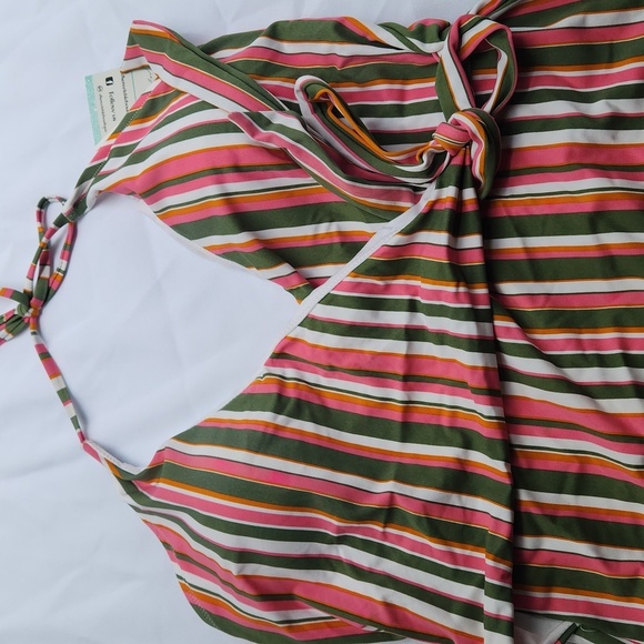 Striped Halter One-Piece Swimsuit - Picture 2 of 5